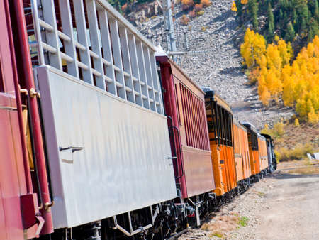 Durango to Silverton Narrow Gauge Train.  This train is in daily operation on the narrow gauge railroad between Durango and Silverton Coloradoのeditorial素材
