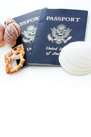 Unites States of America passport on a white background.の写真素材