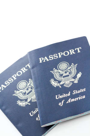 Unites States of America passport on a white background.の写真素材