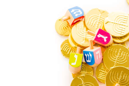 A still life composed of elements of the Jewish Chanukah/Hanukkah festival.の写真素材