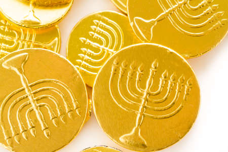 A still life composed of elements of the Jewish Chanukah/Hanukkah festival.の写真素材