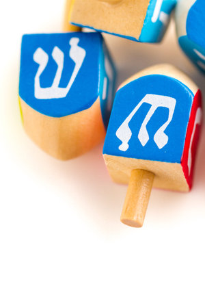 A still life composed of elements of the Jewish Chanukah/Hanukkah festival.の写真素材