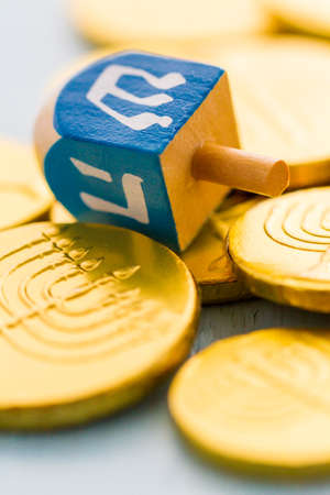 A still life composed of elements of the Jewish Chanukah/Hanukkah festival.の写真素材