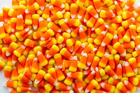 Halloween candy-corn on a white background.の写真素材