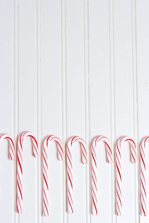 Candy canes on a white background.