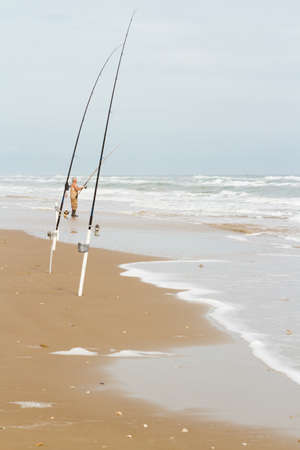 Beach fishing on South Padre Island.のeditorial素材