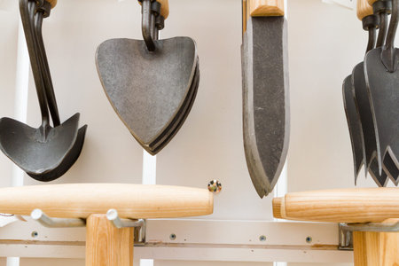 Garden tools on the display at the local nursery.の写真素材