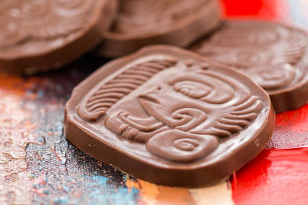Gourmet Maya glyphs in milk chocolate.の写真素材