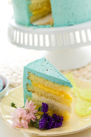 Easter Robins egg cake with chocolate speckles and egg truffles.