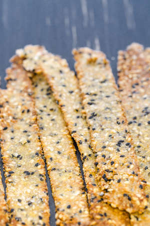 Gluten free crackers with seeds and quinoa flakes.の写真素材
