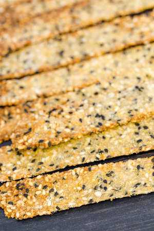 Gluten free crackers with seeds and quinoa flakes.の写真素材