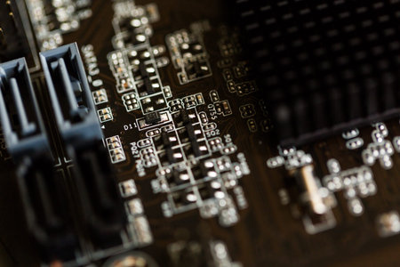 Denver, Colorado - February 19, 2014. Close up of a mother board.