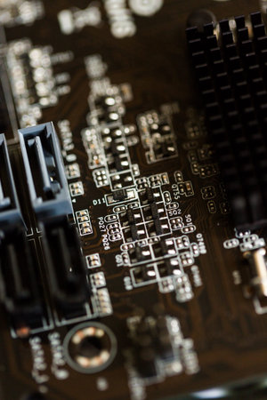 Denver, Colorado - February 19, 2014. Close up of a mother board.