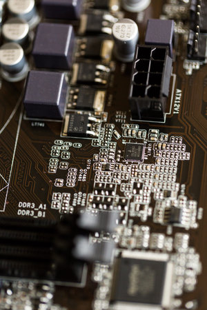 Denver, Colorado - February 19, 2014. Close up of a mother board.