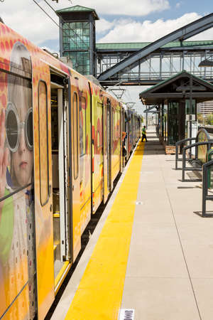 Denver, Colorado/ USA - May 20, 2014. Empty Orchard Station during the middle of the day.のeditorial素材