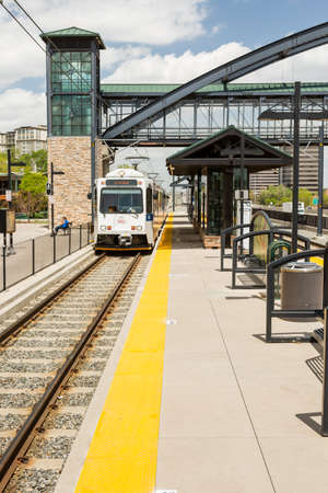 Denver, Colorado/ USA - May 20, 2014. Empty Orchard Station during the middle of the day.のeditorial素材