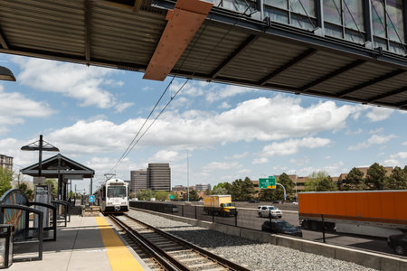 Denver, Colorado/ USA - May 20, 2014. Empty Orchard Station during the middle of the day.のeditorial素材