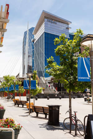 Denver, Colorado/ USA-26 May, 2014: Plaza at Denver Millennium Bridge.のeditorial素材