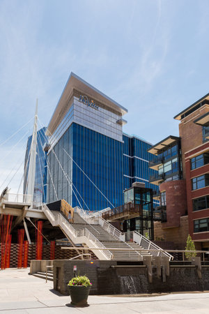 Denver, Colorado/ USA-26 May, 2014: Plaza at Denver Millennium Bridge.のeditorial素材