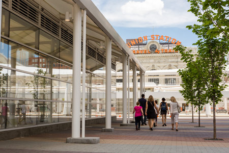 Denver, Colorado/ USA-26 May, 2014: Progress of redevelopment of Union Station in Denver.のeditorial素材