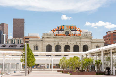 Denver, Colorado/ USA-26 May, 2014: Progress of redevelopment of Union Station in Denver.のeditorial素材