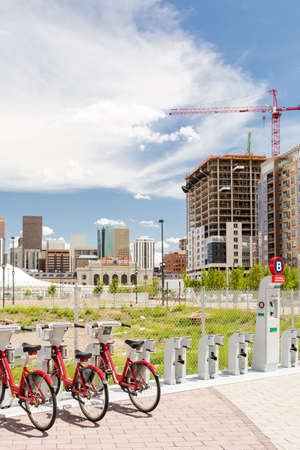 Denver, Colorado/ USA-26 May, 2014: Light rail station near Union Station in Denver.のeditorial素材