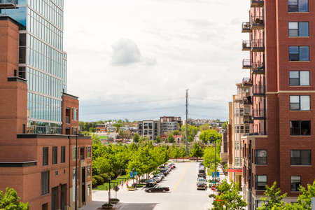 Denver, Colorado/ USA-26 May, 2014: Street view of urban area in Denver.のeditorial素材