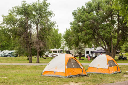 Denver, Colorado, USA - June 20, 2014. RV camping at Cherry Creek State Park in Denver, Colorado.のeditorial素材