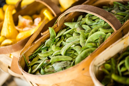 Organic fresh produce at the local farmers market.の写真素材
