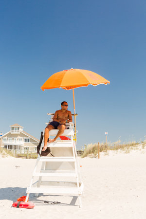 Myrtle Beach, South Carolina, USA-July 8, 2014. Typical summer day in Myrtle Beach.のeditorial素材