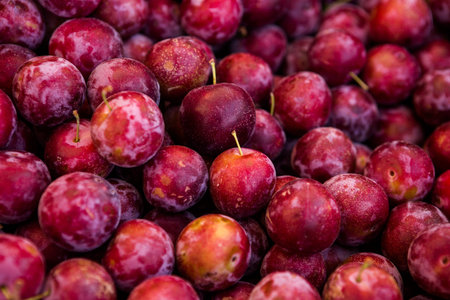 Fresh organic produce on sale at the local farmers market.の写真素材
