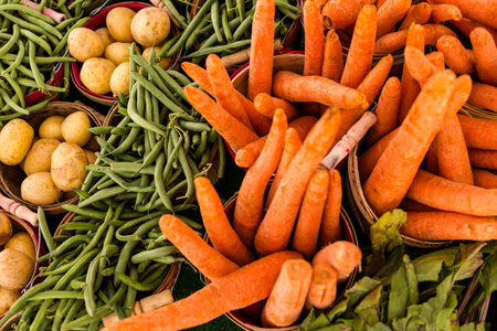 Fresh organic produce on sale at the local farmers market.