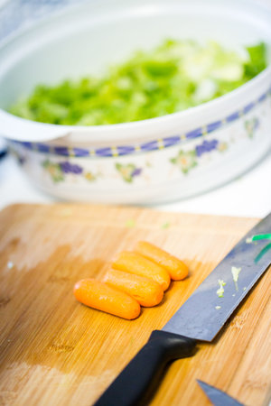 Making homemade salad for dinner.の写真素材