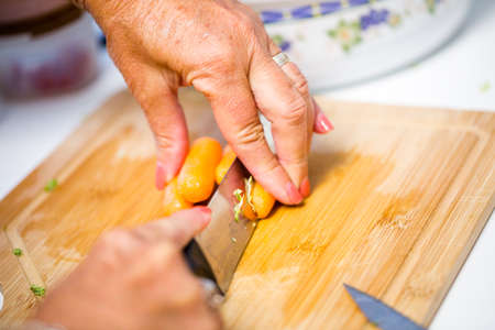 Making homemade salad for dinner.の写真素材