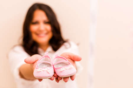 Pregnant young woman on last month of pregnancy.の写真素材