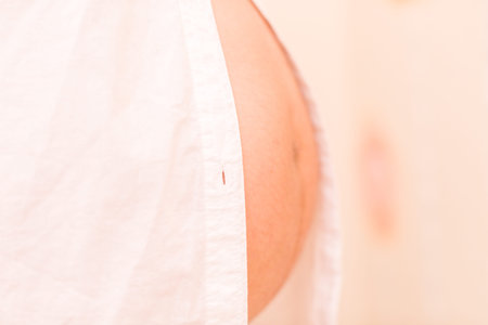 Pregnant young woman on last month of pregnancy.の写真素材