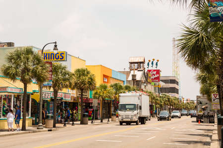 Myrtle Beach, South Caroline, USA-July 10, 2014. Boardwalk in Myrtle Beach, South Carolina.のeditorial素材