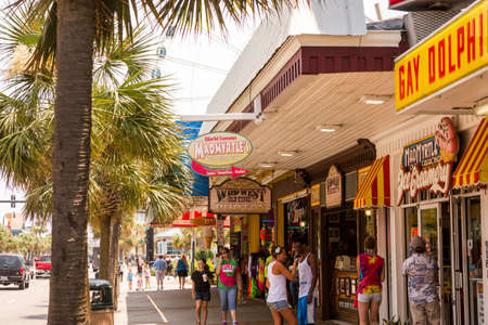 Myrtle Beach, South Caroline, USA-July 10, 2014. Boardwalk in Myrtle Beach, South Carolina.のeditorial素材