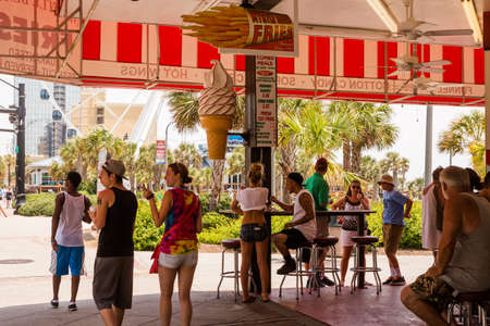 Myrtle Beach, South Caroline, USA-July 10, 2014. Boardwalk in Myrtle Beach, South Carolina.のeditorial素材