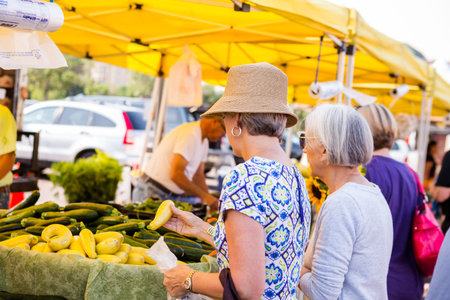 Denver, Colorado, USA-July 19, 2014. Fresh organic produce on sale at the local farmers market.のeditorial素材