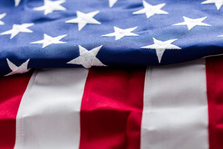 Tight closeup of the stars and stripes of an American Flag.の写真素材