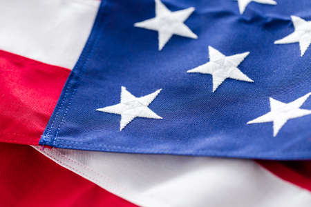 Tight closeup of the stars and stripes of an American Flag.の写真素材