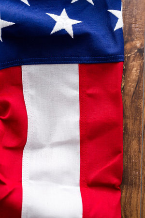 Tight closeup of the stars and stripes of an American Flag.