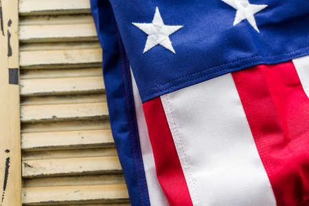 Tight closeup of the stars and stripes of an American Flag.の写真素材