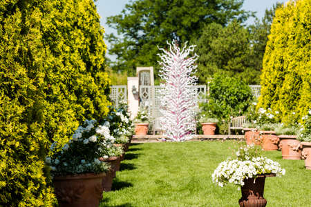 Denver, Colorado, USA-August 12, 2014. Large glass sculptures by Dale Chihuly in the garden.のeditorial素材