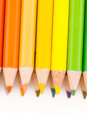 Brand new color pencils right out of the box for school supplies.の写真素材