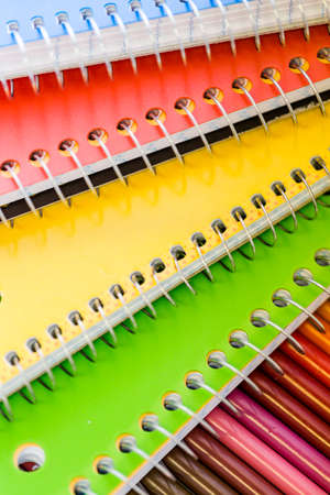Brand new color pencils right out of the box for school supplies.の写真素材