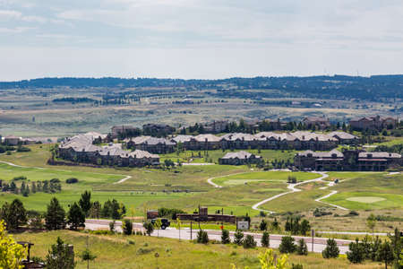 Denver, Colorado, USA-August 7, 2014. Typical American suburban community with model homes.のeditorial素材