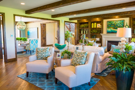 Denver, Colorado, USA-August 7, 2014. Luxury interior of typical American suburban house.のeditorial素材