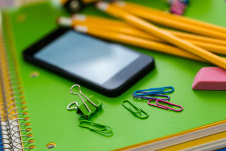 New school supplies prepared for new school year.の写真素材